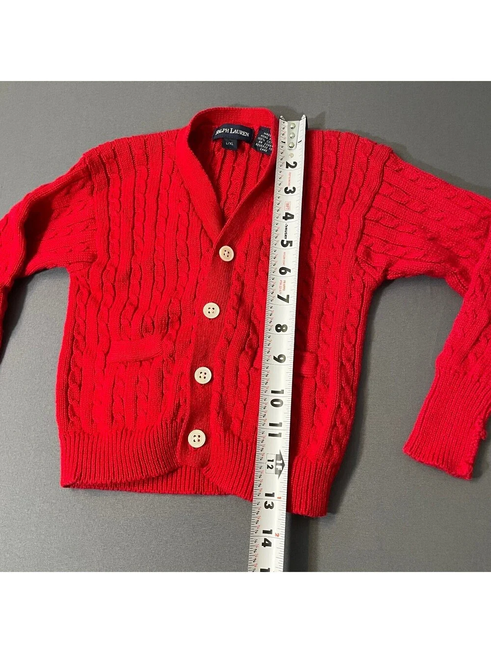Ralph Lauren Red Cable Knit Cotton Cardigan Toddler Sweater 2T